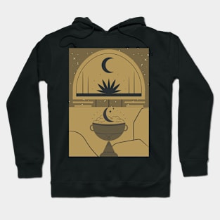 Pastel Spiritual Moon and Lotus Graphic Hoodie